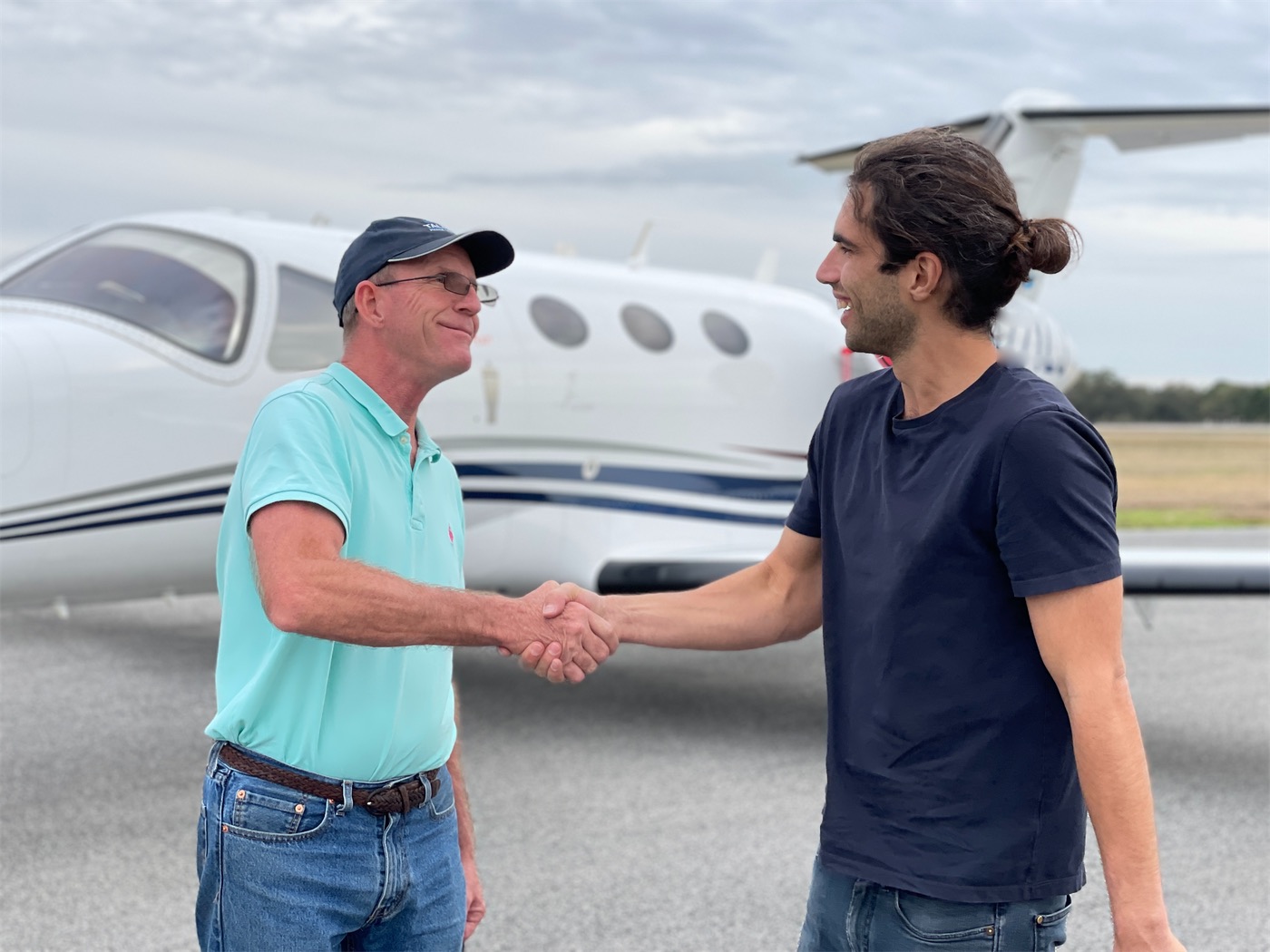 Handshake on the ramp at an aircraft delivery